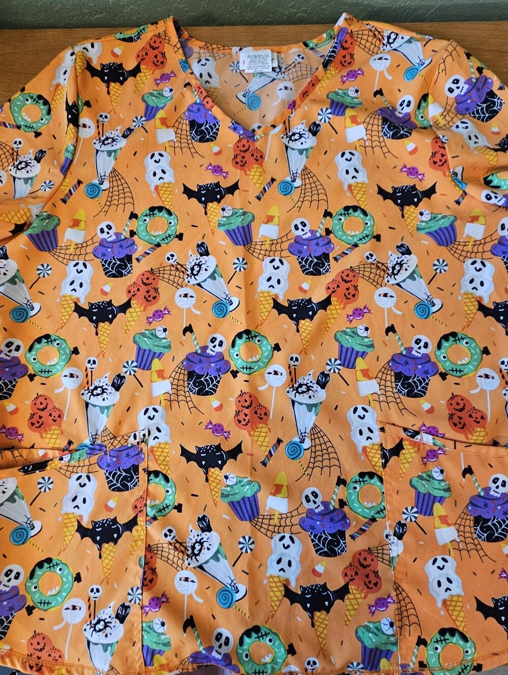 Scrubstar Women's Scary Sweets Halloween Scrub Top XL